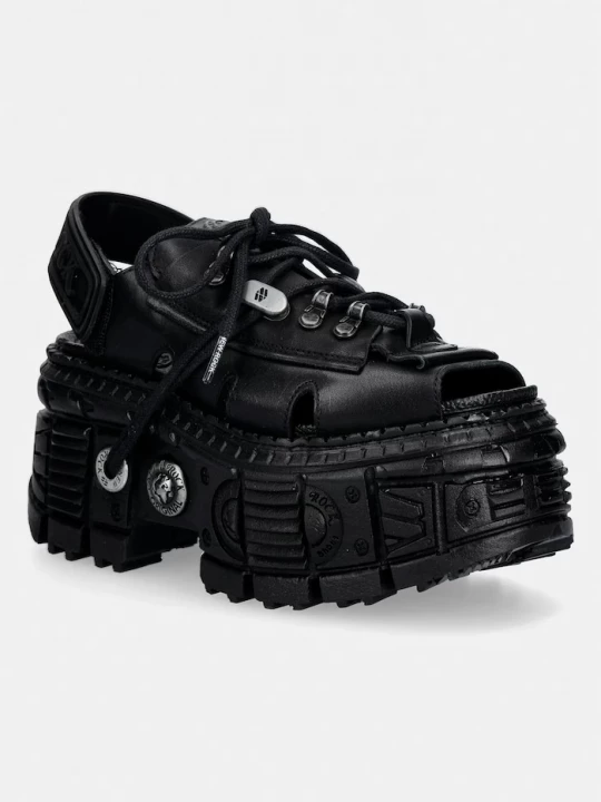 Obrázek produktu New Rock sandály dámské kožené ITALI NEGRO, TANK CASCO NEGRO, BIOS N černá
