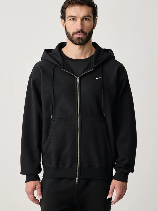 Obrázek produktu Nike Sportswear rozepínací mikina kapucí pánská bavlnou Solo Swoosh černá