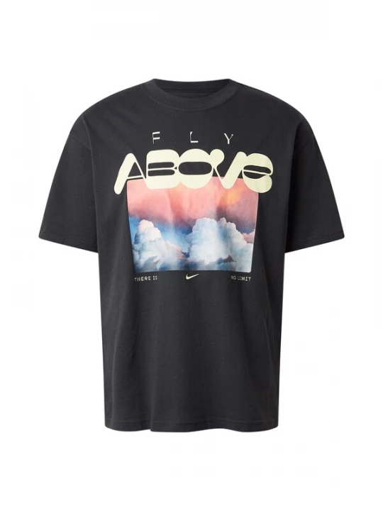 Obrázek produktu Nike Sportswear Tričko 'FLY ABOVE' nebeská modř / pastelově žlutá / růžová / černá