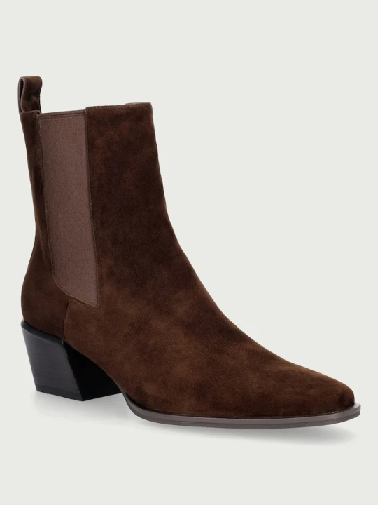 Obrázek produktu Nokwol kotníkové Chelsea boty na sloupku dámské semišové Dusi Chocolate Suede hnědá