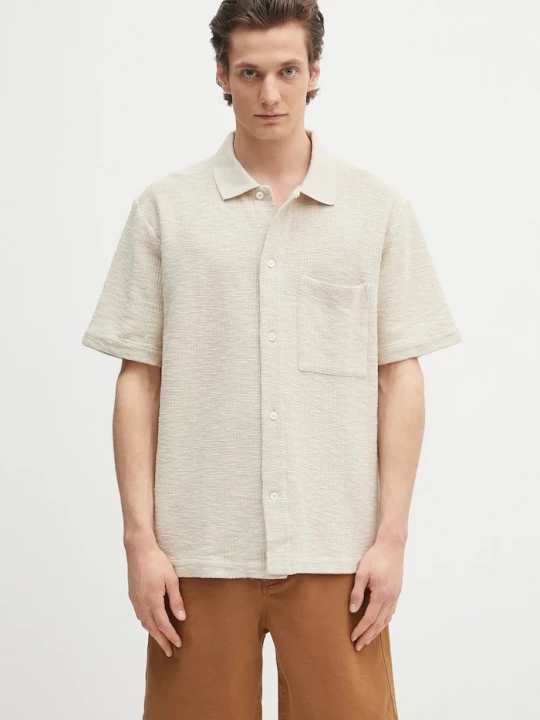 Obrázek produktu Norse Projects Bavlněná košile Norse Projects Gustav Crochet Jersey Shirt béžová