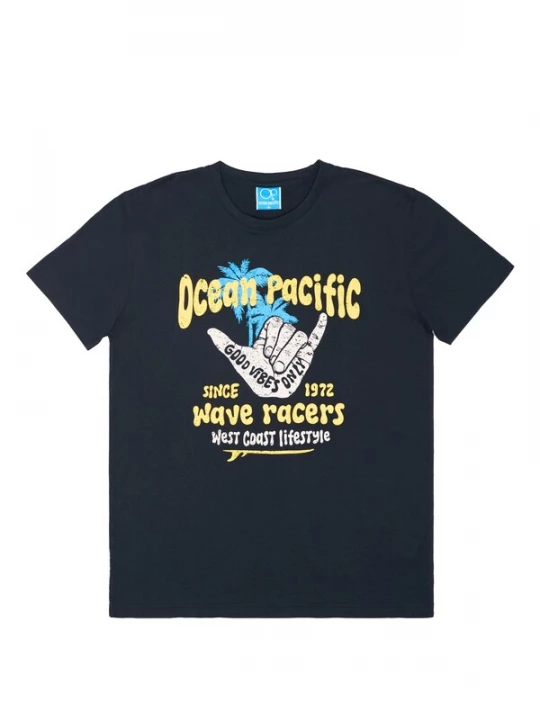 Obrázek produktu Ocean Pacific Tričko 'Shaka' námořnická modř / azurová / žlutá / offwhite