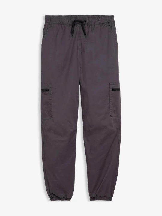 Obrázek produktu Ocieplane spodnie bojówki z dżersejową podszewką o kroju loose fit BonPrix szary