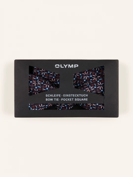 Obrázek produktu Olymp Sada: Motýlek A Kapesníček tmavě modrá / světle růžová / tmavě červená