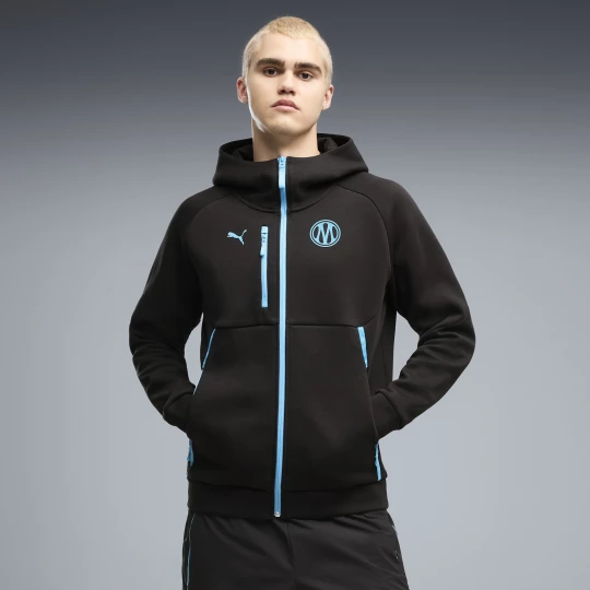 Obrázek produktu Olympique de Marseille PUMATECH Full-Zip Hoodie Men, Clothing, Black/Vibrant Blue