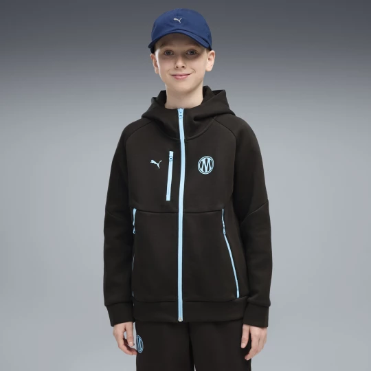 Obrázek produktu Olympique de Marseille PUMATECH Full-Zip Hoodie Youth, Clothing, Black/Vibrant Blue