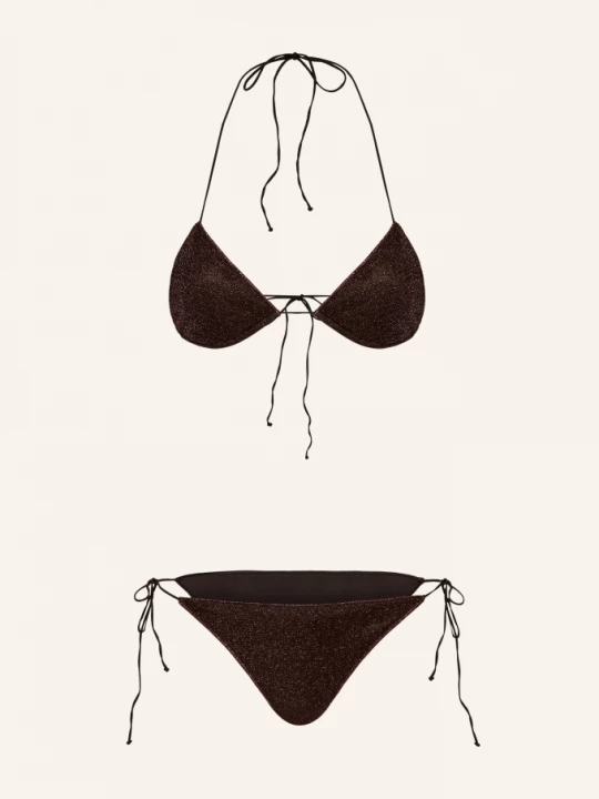 Obrázek produktu Oséree Bikiny S Trojúhelníkovým Horním Dílem Lumiere S Třpytivou Přízí tmavě hnědá / barva růžového zlata