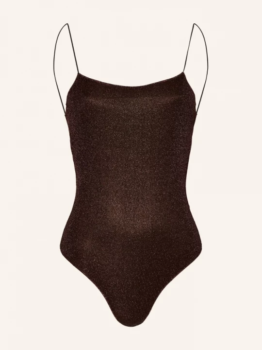 Obrázek produktu Oséree Plavky Lumiere Maillot S Třpytivou Přízí tmavě hnědá / barva růžového zlata