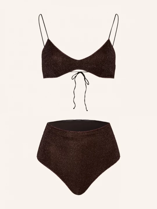 Obrázek produktu Oséree Trojúhelníkové Bikiny Lumiere S Třpytivou Nití tmavě hnědá / barva růžového zlata