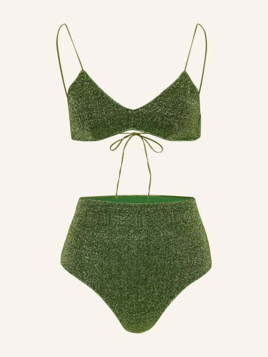 Obrázek produktu Oséree Trojúhelníkové Bikiny Lumiere S Třpytivou Nití zelená / zlatá