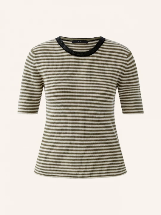 Obrázek produktu Oui Pletené Tričko S Flitry khaki / krémová