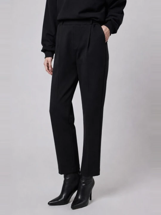 Obrázek produktu OWN Off With Nature Kalhoty 'Pantalone Gamba Dritta alla Caviglia in Interlock Black' černá