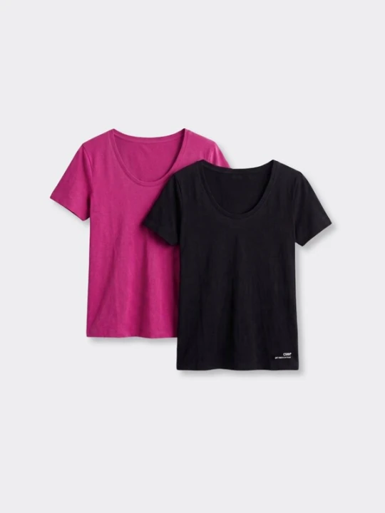 Obrázek produktu OWN Off With Nature Tričko 'T-Shirt Scollo Profondo Fucsia e Nero - Set da 2' černá