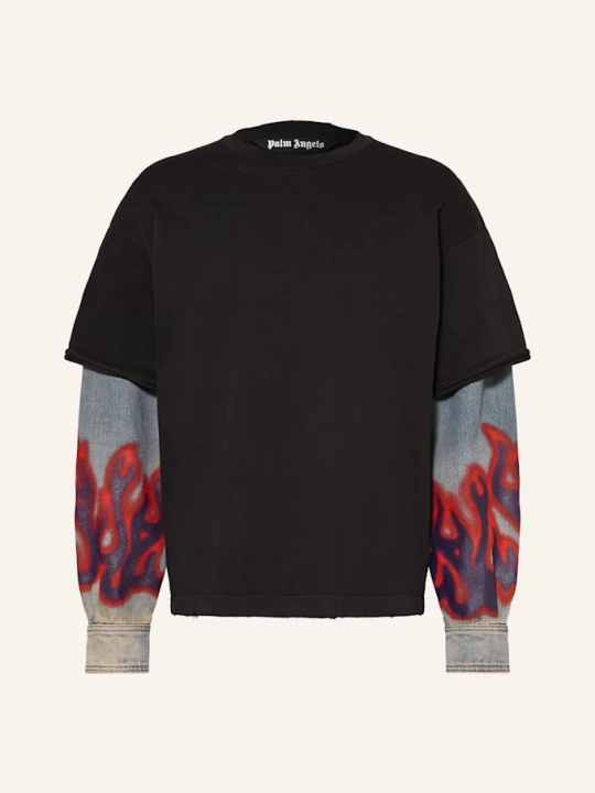 Obrázek produktu Palm Angels Tričko S Dlouhým Rukávem Flames Hybrid černá