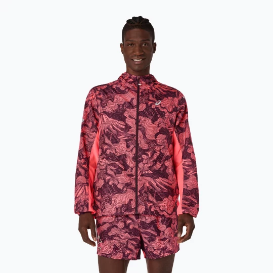 Obrázek produktu Pánská běžecká bunda Asics Fujitrail Packable Jacket blazing coral / dark aubergine Růžová