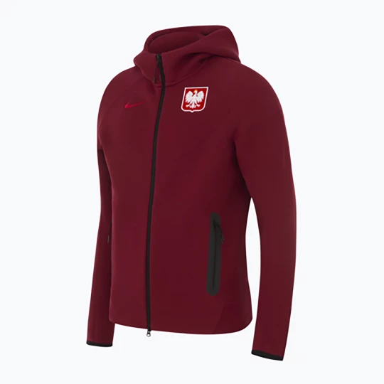 Obrázek produktu Pánská fotbalová mikina Nike Tech Fleece Poland Full Zip Hoodie team red vínová