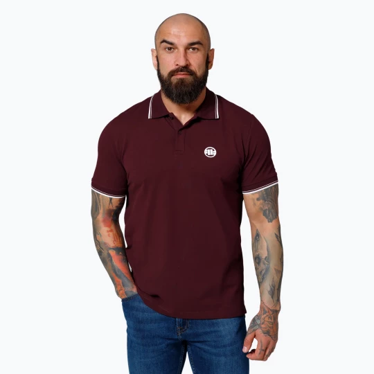 Obrázek produktu Pánská polokošile Pitbull West Coast Pique Stripes Regular burgundy vínová