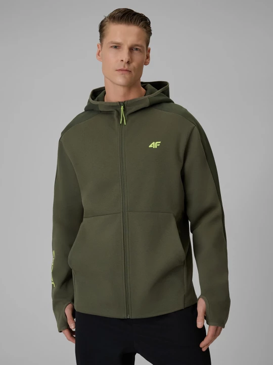 Obrázek produktu Pánská regular tepláková mikina s kapucí - khaki 4F