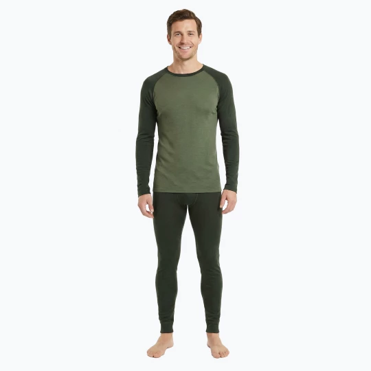 Obrázek produktu Pánská sada termoprádla WOOLCANO termoaktywna Merino SET0978 khaki Zelená