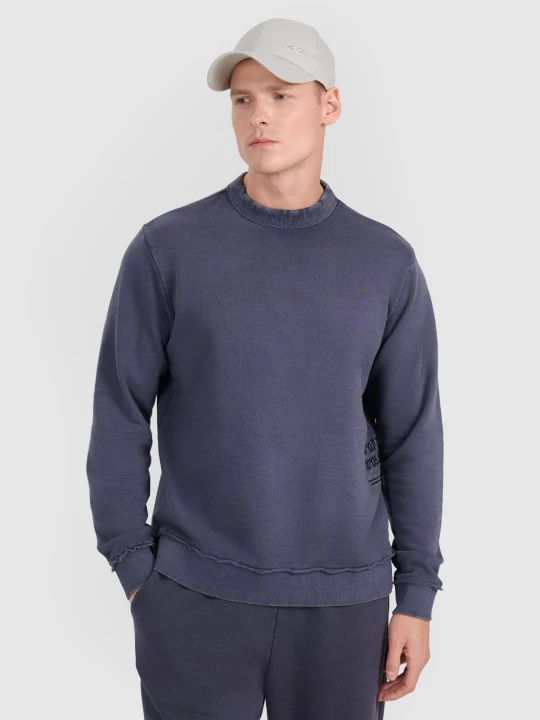 Obrázek produktu Pánská tepláková mikina bez zipu a bez kapuce - denim 4F Džínová