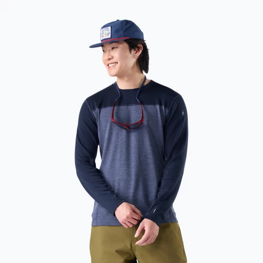 Obrázek produktu Pánská termo mikina Smartwool Classic Thermal Merino Base Layer Colorblock Crew Boxed deep navy / nightfall