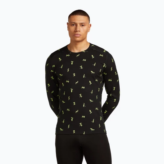 Obrázek produktu Pánská termoakční mikina icebreaker Merino 200 Oasis Crewe Snow Day black / peridot / aop