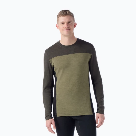 Obrázek produktu Pánská termoakční mikina Smartwool Classic Thermal Merino Base Layer Colorblock Crew Boxed moss