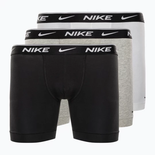 Obrázek produktu Pánské bavlněné boxerky Nike Everyday Stretch Boxer Brief 3Pk MP1 white / grey heather / black