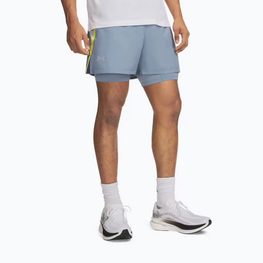 Obrázek produktu Pánské běžecké šortky Under Armour Launch 5" 2IN1 Shorts blue wind / blue fog / reflective