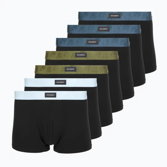 Obrázek produktu Pánské boxerky KARL LAGERFELD Kameo Logo Trunk 7 párů midnight / clear sky / olive Černá