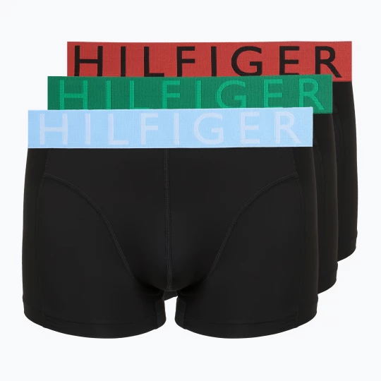 Obrázek produktu Pánské boxerky Tommy Hilfiger Trunk WB Cooling Technology 3 steam tra rd / brz blue / jde wnk Černá