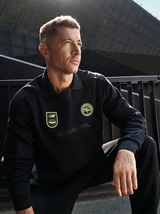 Obrázek produktu Pánské polo s dlouhým rukávem 4F x Robert Lewandowski - černé