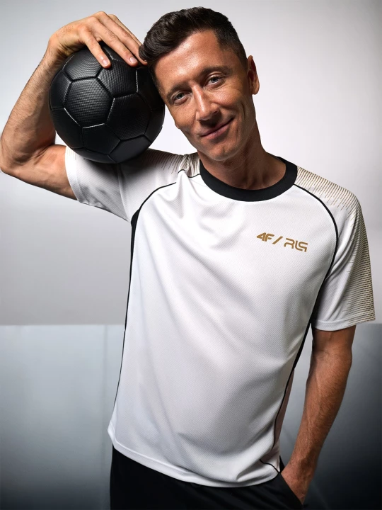 Obrázek produktu Pánské rychleschnoucí tréninkové tričko 4F | Robert Lewandowski - bílé