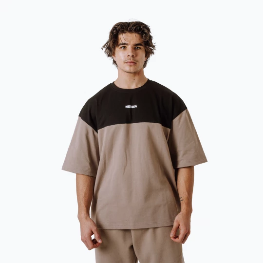 Obrázek produktu Pánské tréninkové tričko NEBBIA Power Oversize light brown ash
