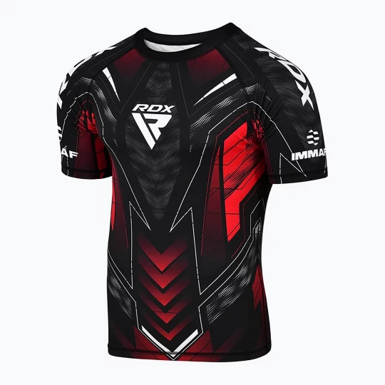 Obrázek produktu Pánské tréninkové tričko RDX IMMAF Approved Half Sleeves Compression red Černá
