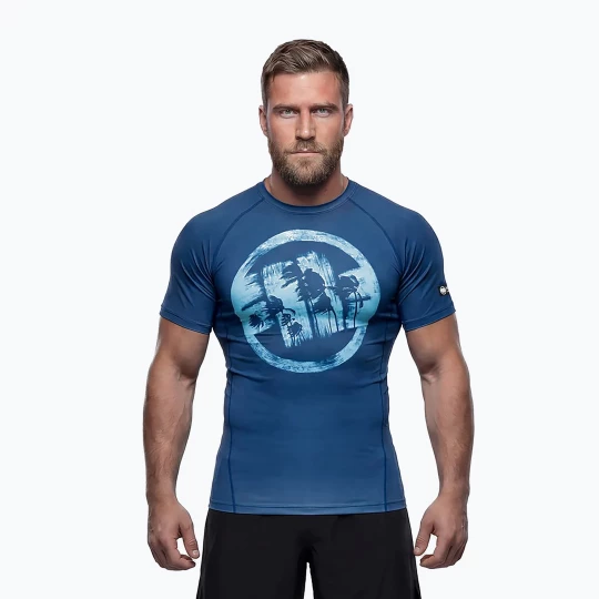 Obrázek produktu Pánské tričko na lezení Pitbull Rashguard Logo Palms blue