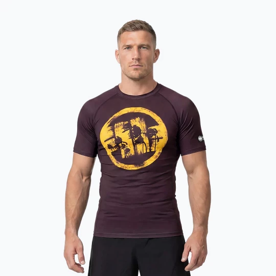 Obrázek produktu Pánské tričko na lezení Pitbull Rashguard Logo Palms brown