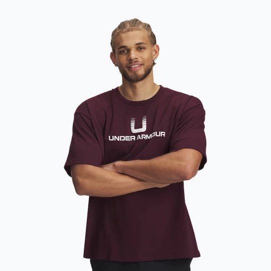 Obrázek produktu Pánské tričko Under Armour Logo Heayweight dark maroon / white