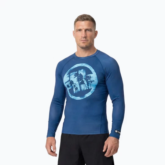 Obrázek produktu Pánský rashguard s dlouhým rukávem Pitbull Rashguard Logo Palms blue