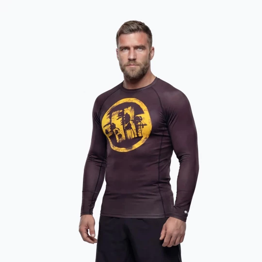 Obrázek produktu Pánský rashguard s dlouhým rukávem Pitbull Rashguard Logo Palms brown