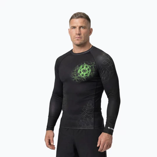 Obrázek produktu Pánský rashguard s dlouhým rukávem Pitbull Ray Rashguard fluo green Černá