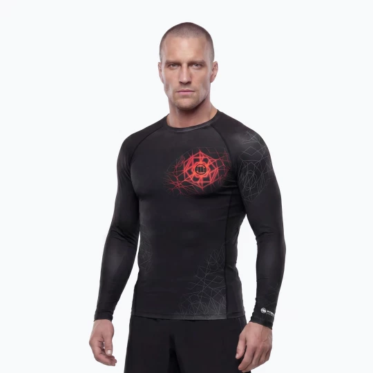 Obrázek produktu Pánský rashguard s dlouhým rukávem Pitbull Ray Rashguard fluo / red Černá