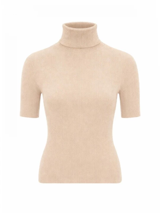 Obrázek produktu PANTHEROAR Svetr 'High Neck Short Sleeve Top' béžová