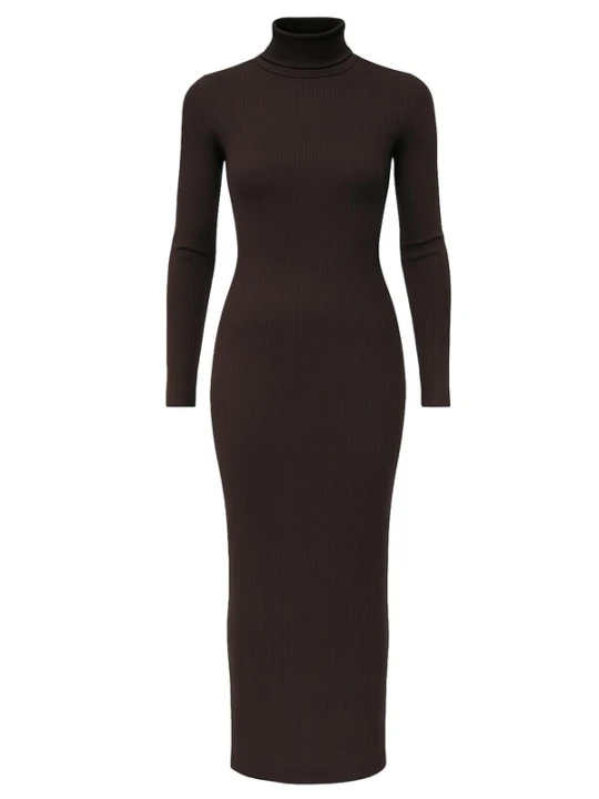 Obrázek produktu PANTHEROAR Úpletové šaty 'High Neck Long Dress' tmavě hnědá
