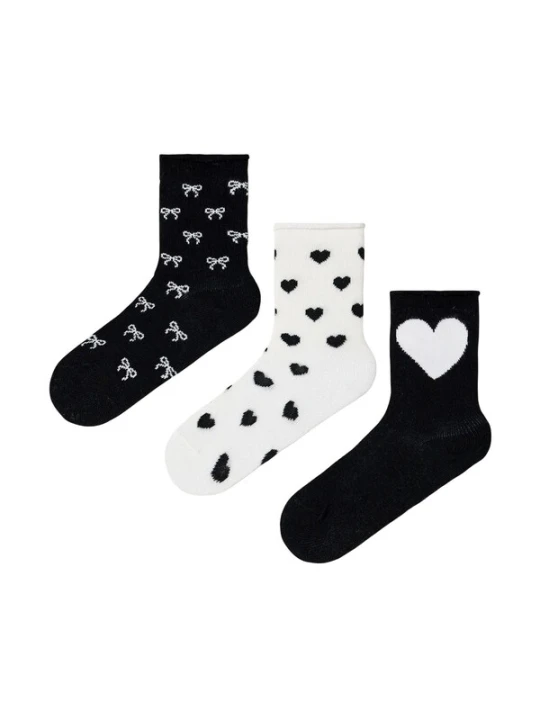 Obrázek produktu Penti Ponožky 'PENTI Love Bows Bow 4er-Pack Knöchelsocken' černá / bílá