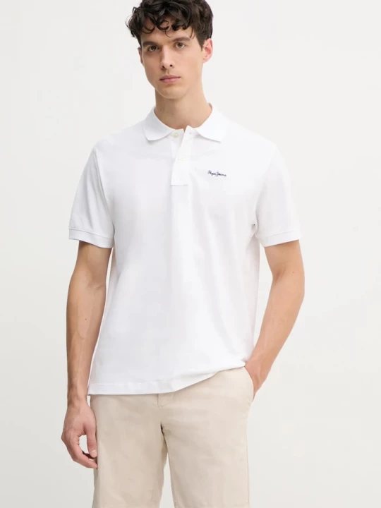 Obrázek produktu Pepe Jeans Bavlněné polo tričko Pepe Jeans ESSENTIAL POLO CONTRAST LOGO bílá