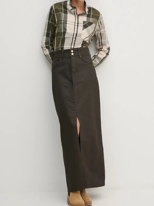 Obrázek produktu Pepe Jeans Džínová sukně Pepe Jeans MAXI SKIRT HW COATED hnědá