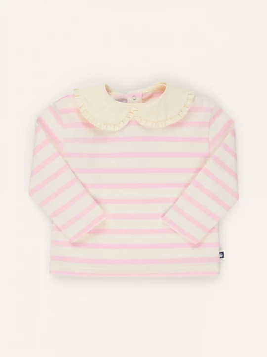 Obrázek produktu Petit Bateau Dlouhé Tričko Mariniere S Volánky bílá / růžová