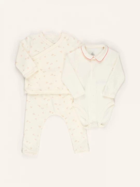 Obrázek produktu Petit Bateau Sada: Bunda, Body A Legíny režná / starorůžová