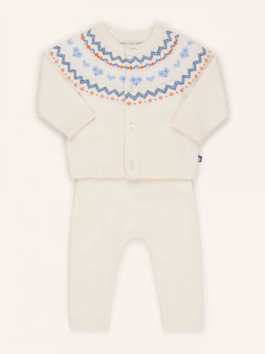 Obrázek produktu Petit Bateau Sada: Pletený Svetr A Pletené Kalhoty krémová / oranžová / modrá